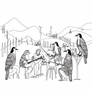 Operatic Alpine Chough Coloring Pages for Musicians 4