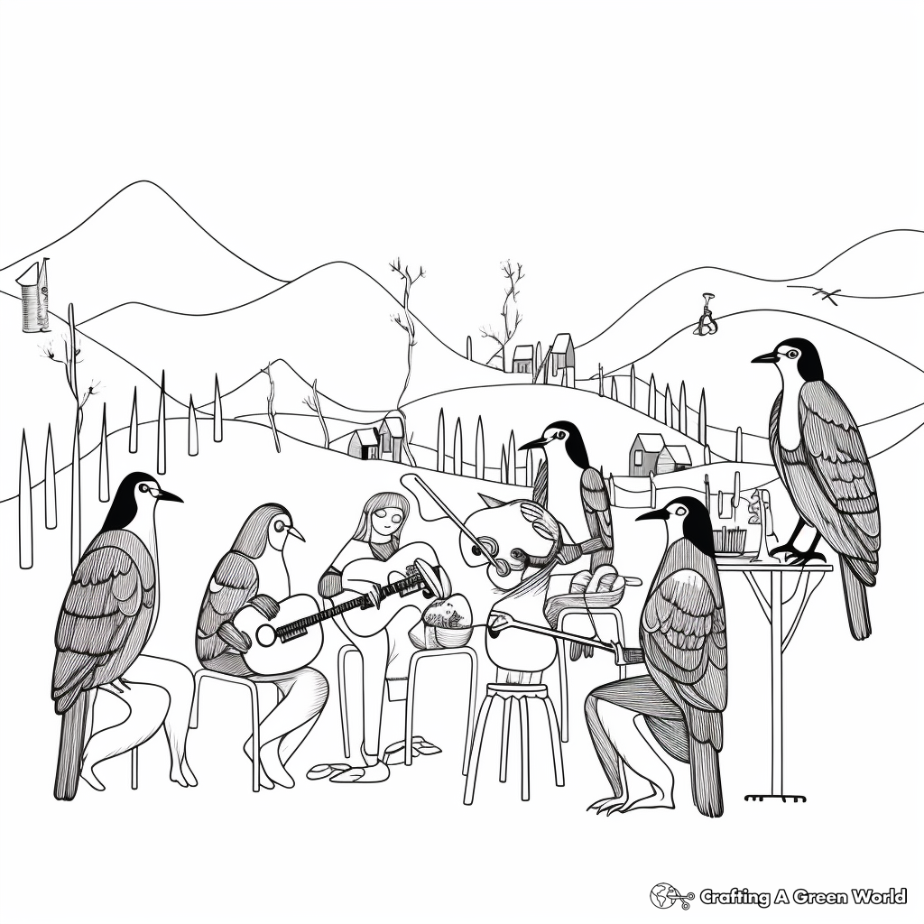 Operatic Alpine Chough Coloring Pages for Musicians 4