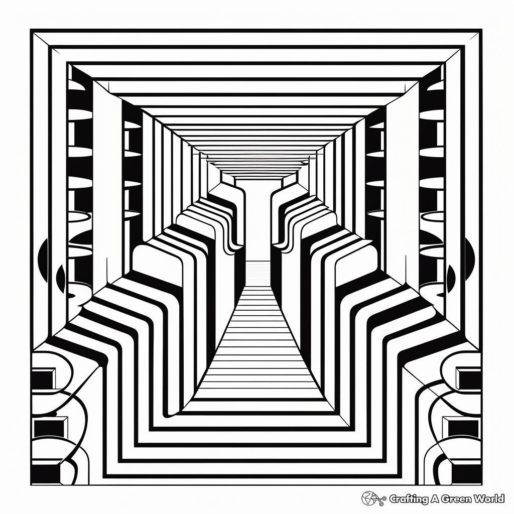 Optical Illusion Geometric Coloring Pages 1