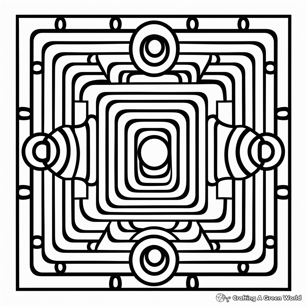 Optical Illusion Geometric Coloring Pages 2