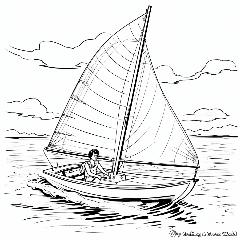 Optimist Dinghy Sailboat Coloring Pages for Learners 1