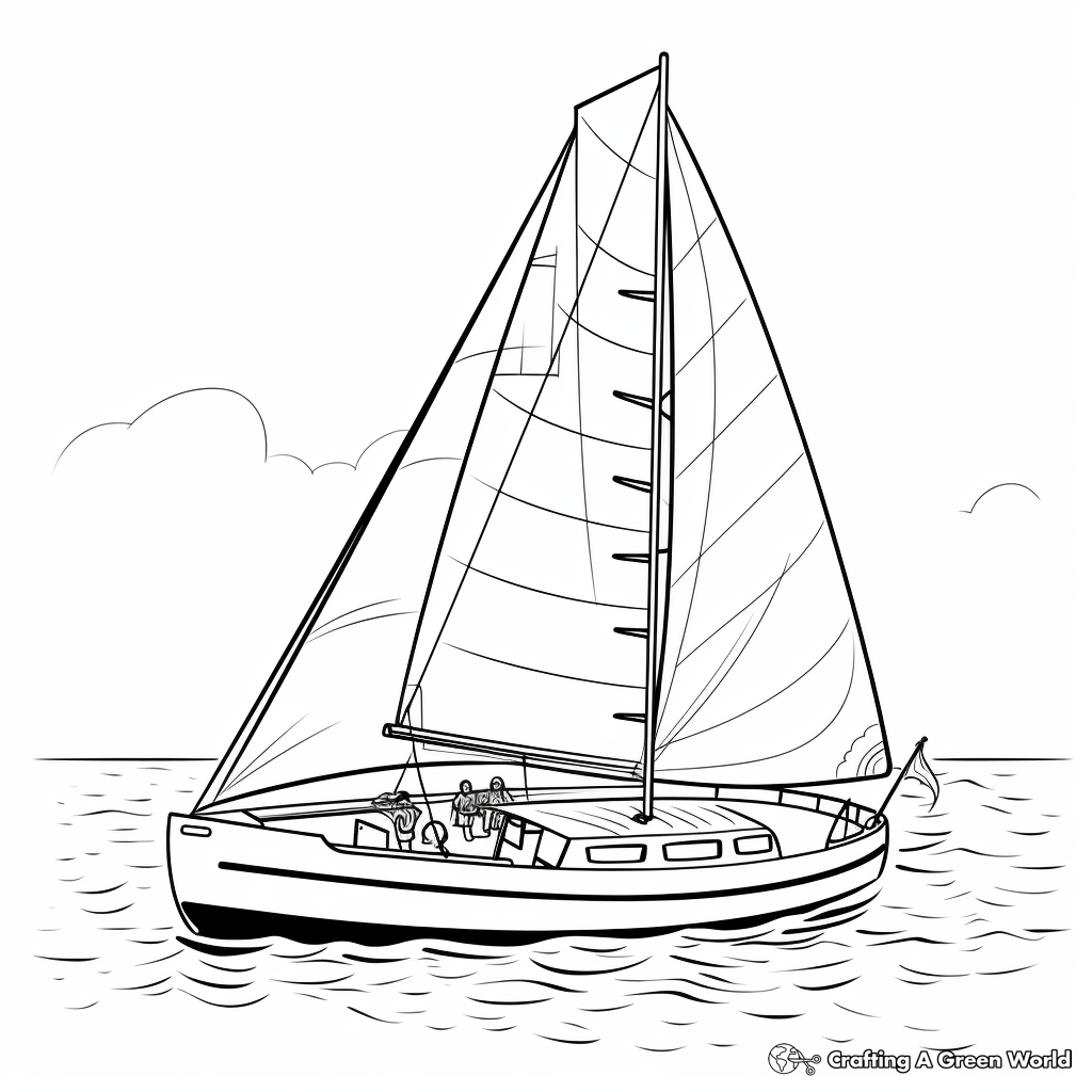 Optimist Dinghy Sailboat Coloring Pages for Learners 2