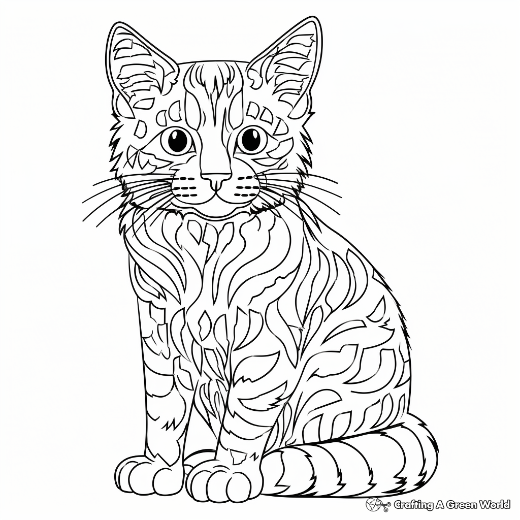 Orange Tabby Cat Posing for Portrait Coloring Pages 3