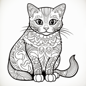 Orange Tabby Cat Posing for Portrait Coloring Pages 4