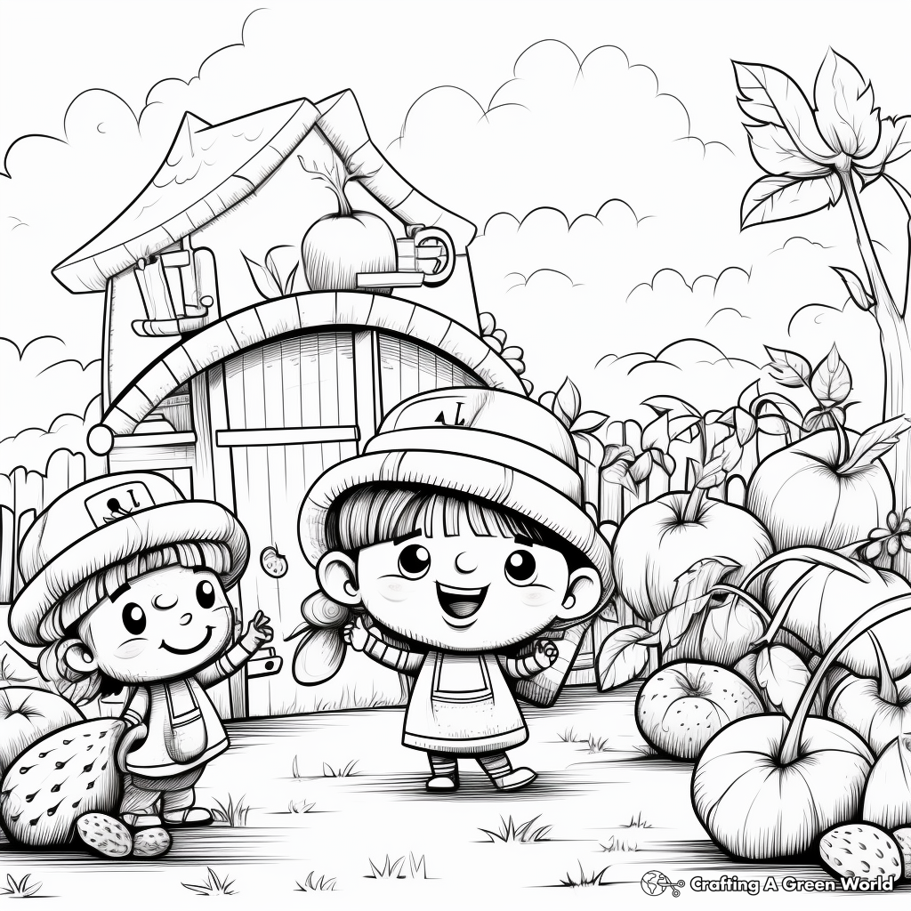 Orchard Garden Coloring Pages for Fruit Lovers 1