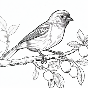 Orchard Oriole and Apple Tree Coloring Page 1