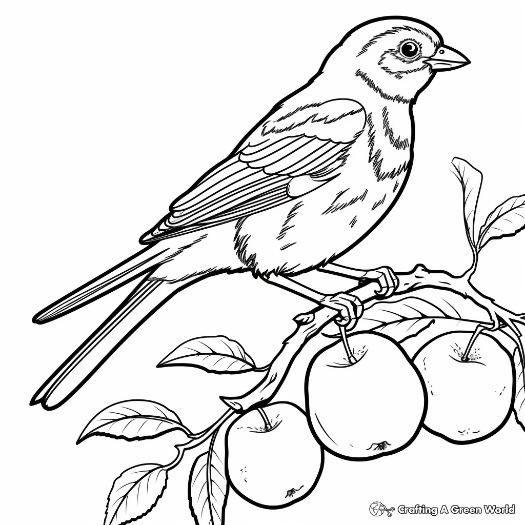 Orchard Oriole and Apple Tree Coloring Page 3