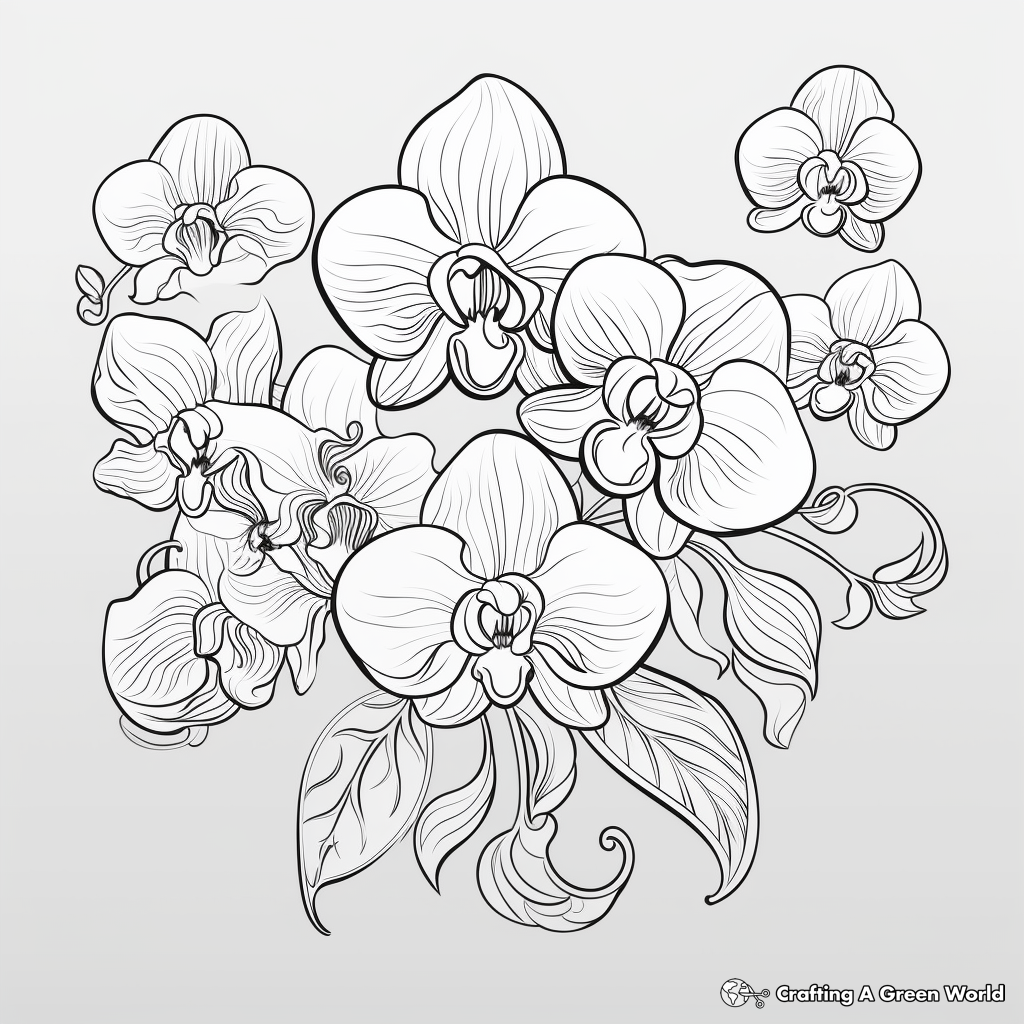 Orchid Romance Heart Coloring Pages 2