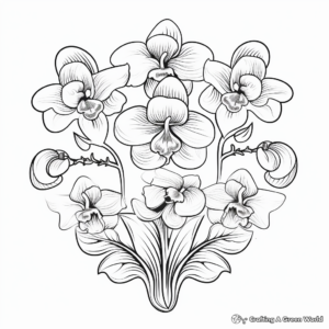 Orchid Romance Heart Coloring Pages 3