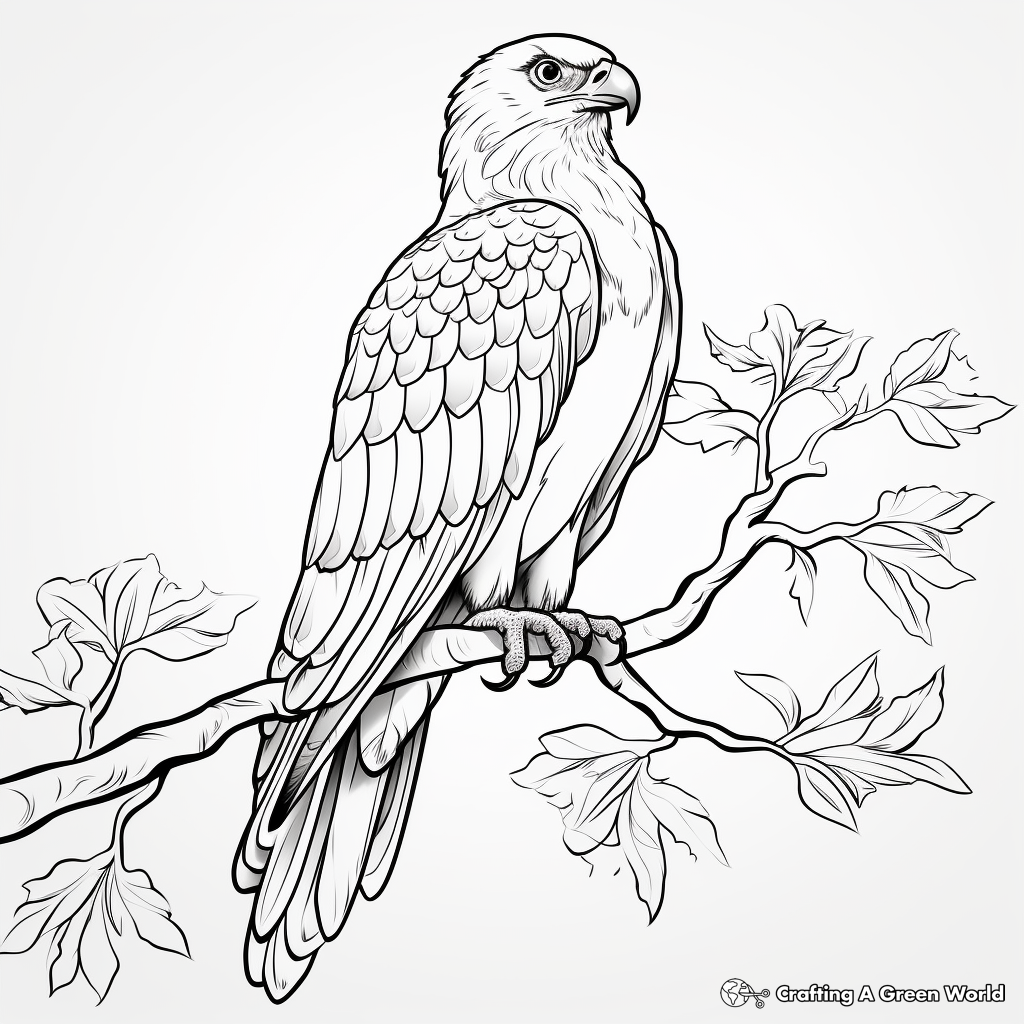 Oriental Style Osprey Coloring Pages 2