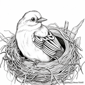 Oriole Nest and Juvenile Birds Coloring Pages 3