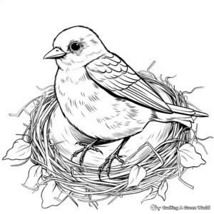 Oriole Nest and Juvenile Birds Coloring Pages 4