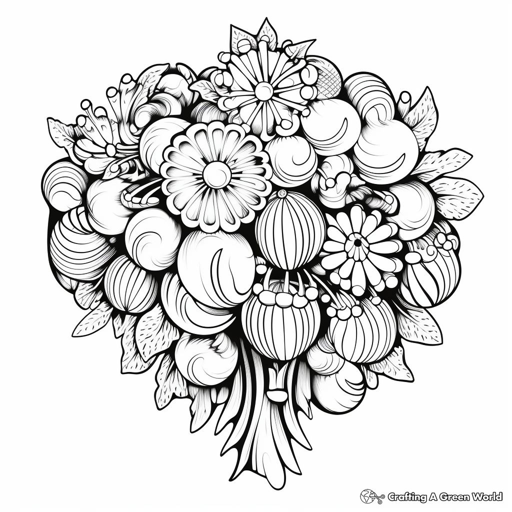 Ornament Cluster Coloring Pages with Intricate Design 1