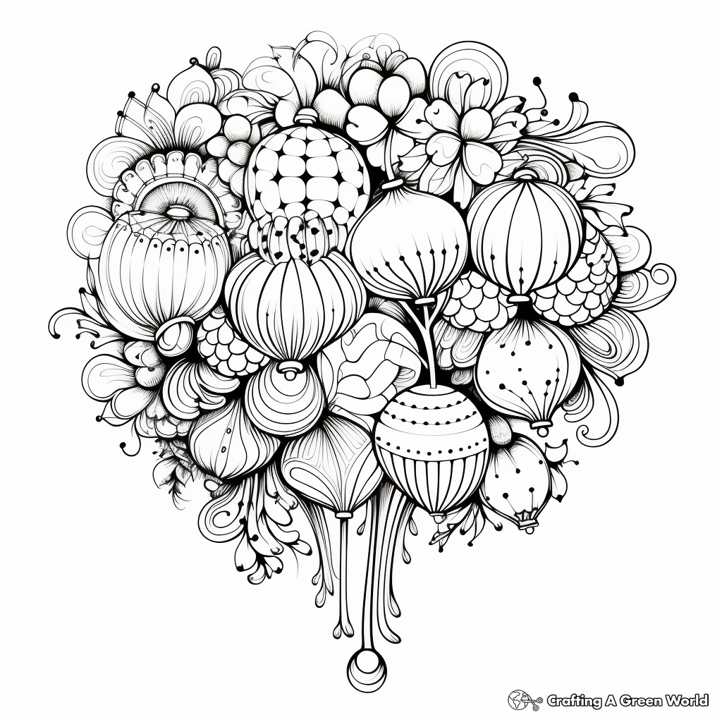 Ornament Cluster Coloring Pages with Intricate Design 3