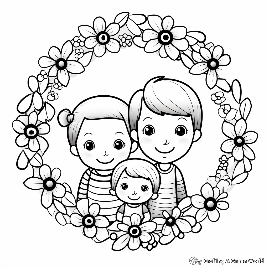 Ornament Wreath Coloring Pages for the Whole Family 1
