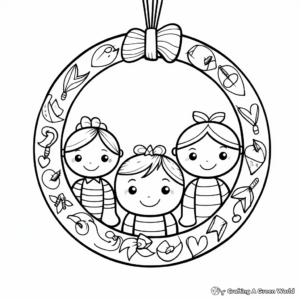 Ornament Wreath Coloring Pages for the Whole Family 2