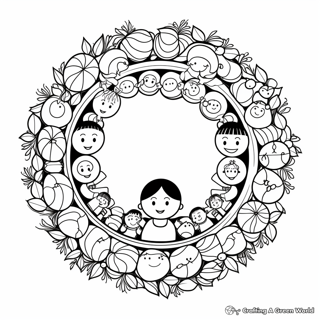 Ornament Wreath Coloring Pages for the Whole Family 3