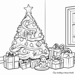 Ornaments and Presents Under the Christmas Tree Coloring Pages 2