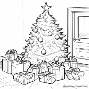 Ornaments and Presents Under the Christmas Tree Coloring Pages 4