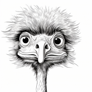 Ostrich Head Close-Up Coloring Pages 1
