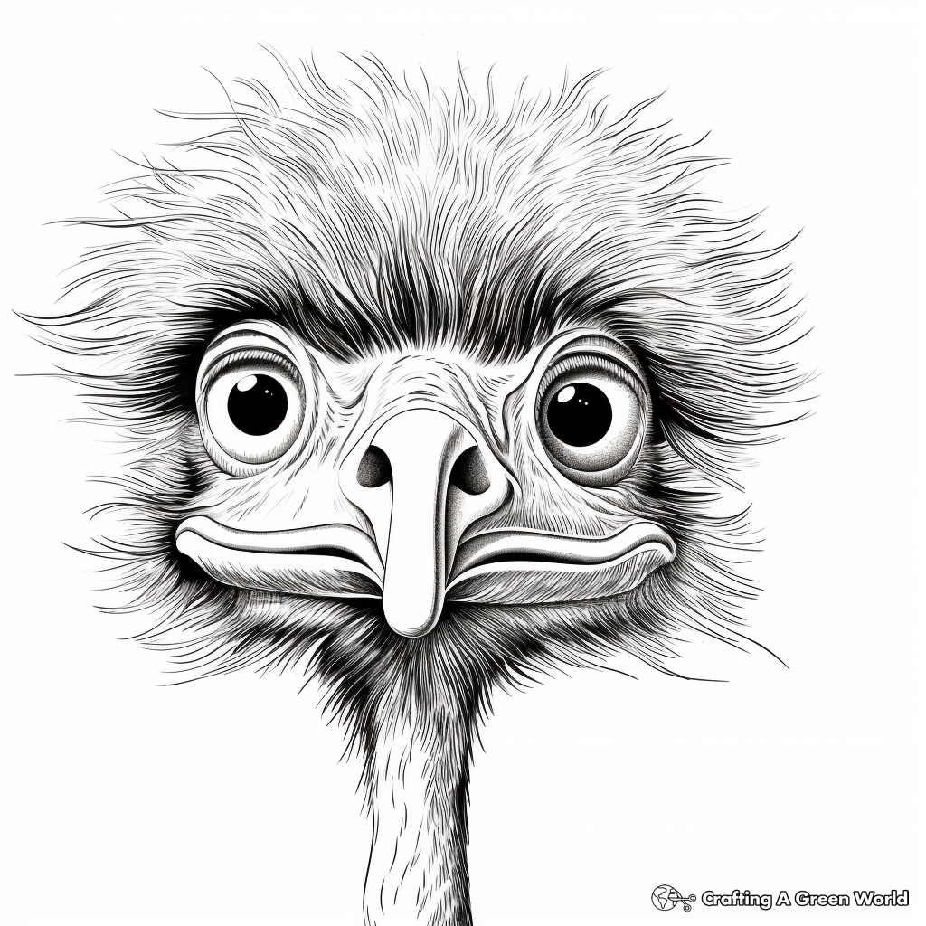 Ostrich Head Close-Up Coloring Pages 1
