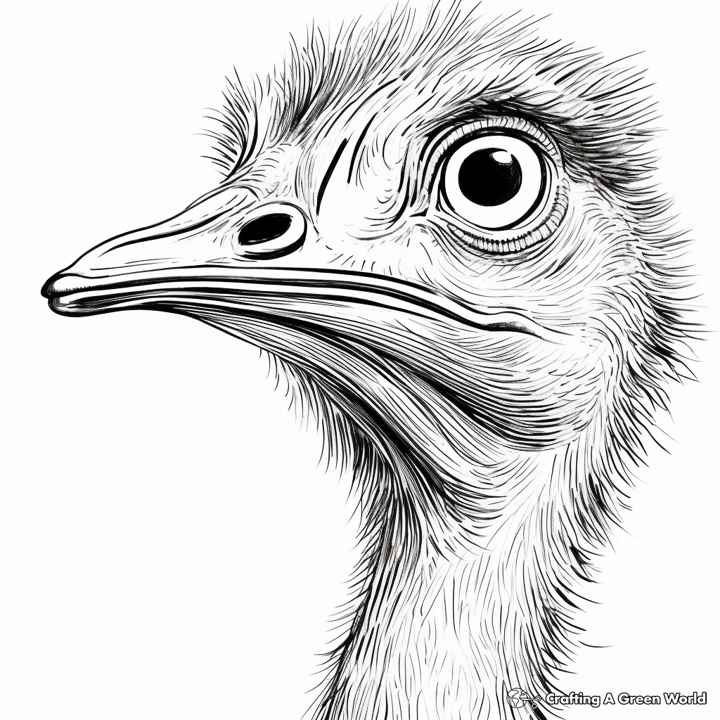 Ostrich Head Close-Up Coloring Pages 2