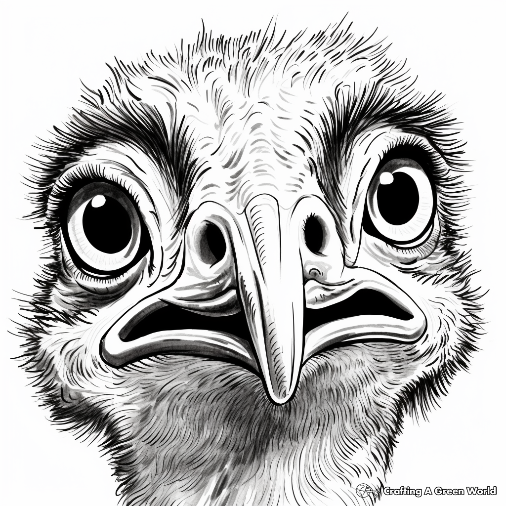 Ostrich Head Close-Up Coloring Pages 3