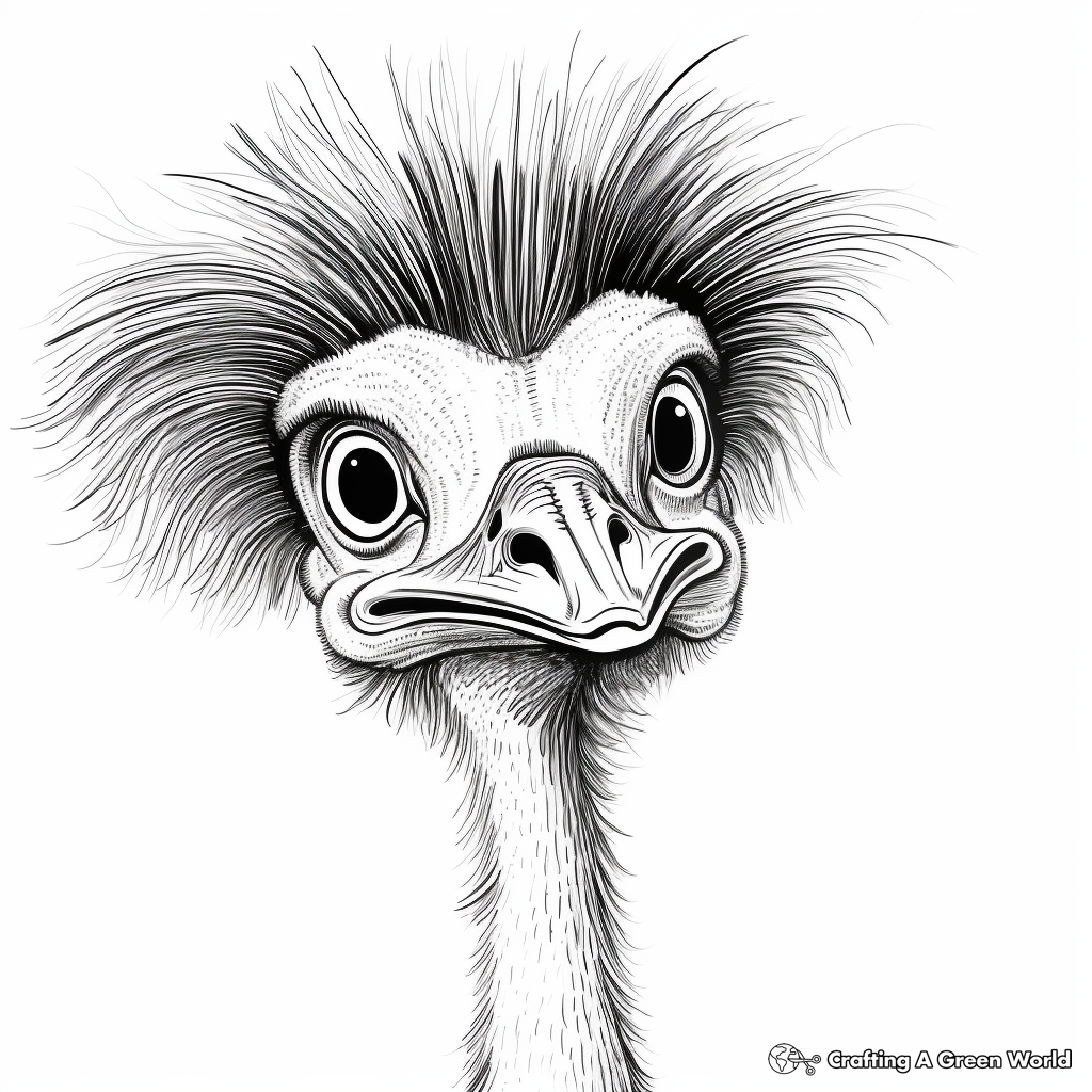 Ostrich with Long Neck: Coloring Pages for Children 1