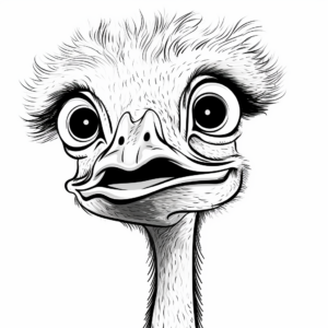Ostrich with Long Neck: Coloring Pages for Children 2