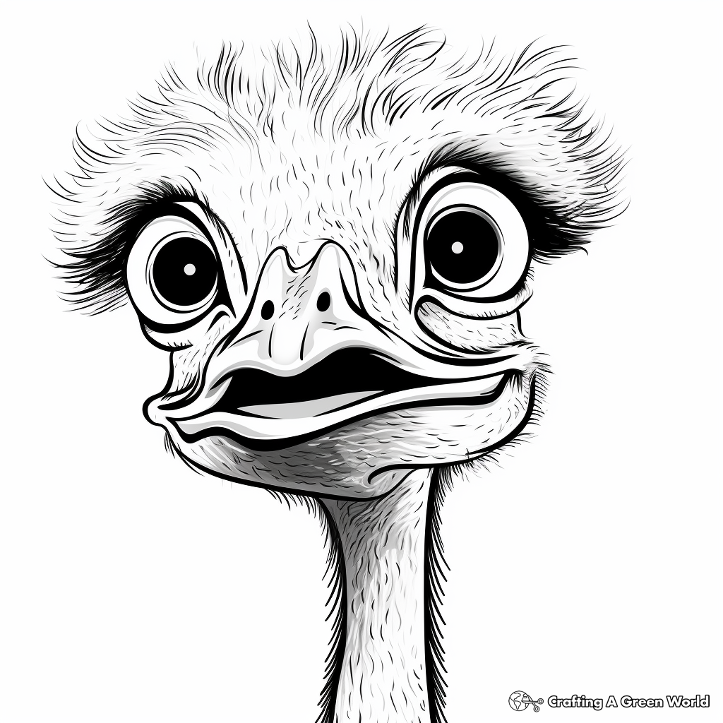 Ostrich with Long Neck: Coloring Pages for Children 2