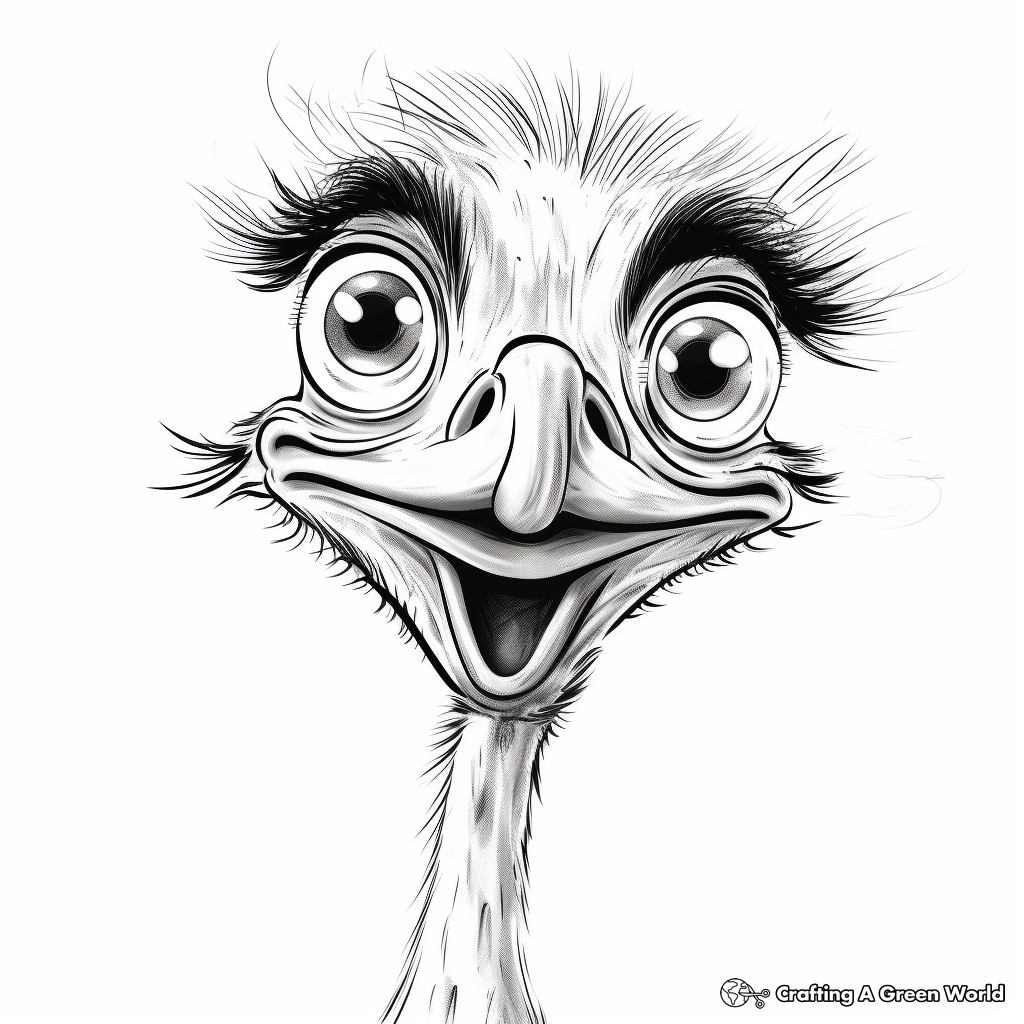 Ostrich with Long Neck: Coloring Pages for Children 3