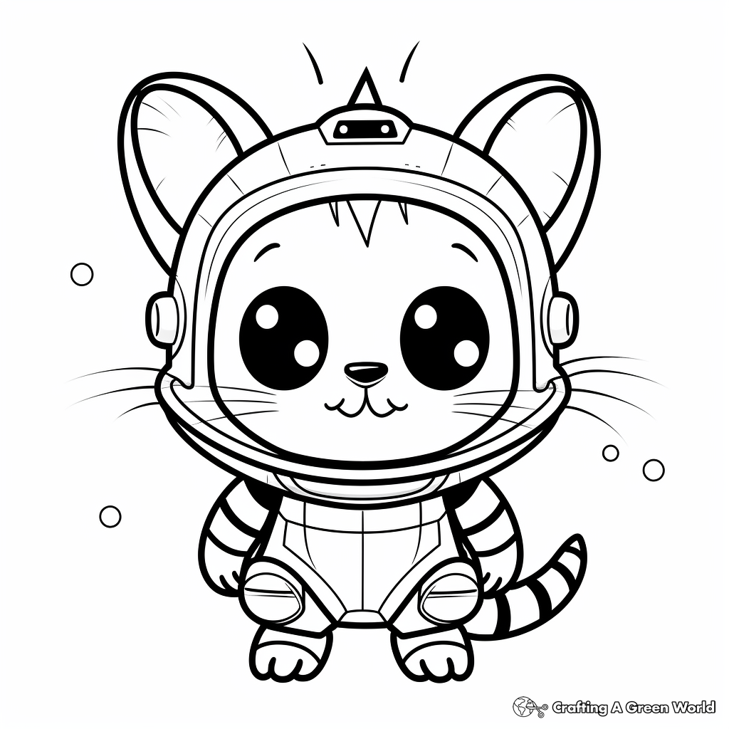 Out of this World: Alien Cat Bee Coloring Pages 1