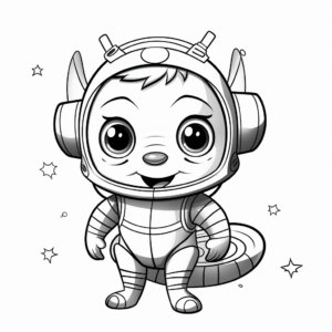 Out of this World: Alien Cat Bee Coloring Pages 2