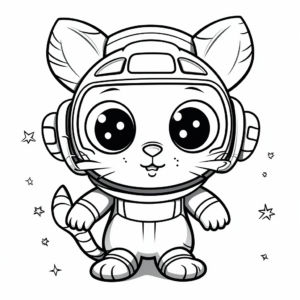 Out of this World: Alien Cat Bee Coloring Pages 4