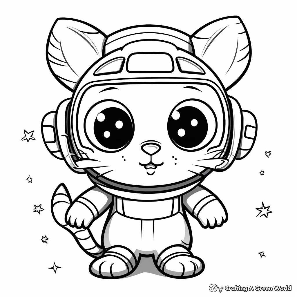 Out of this World: Alien Cat Bee Coloring Pages 3