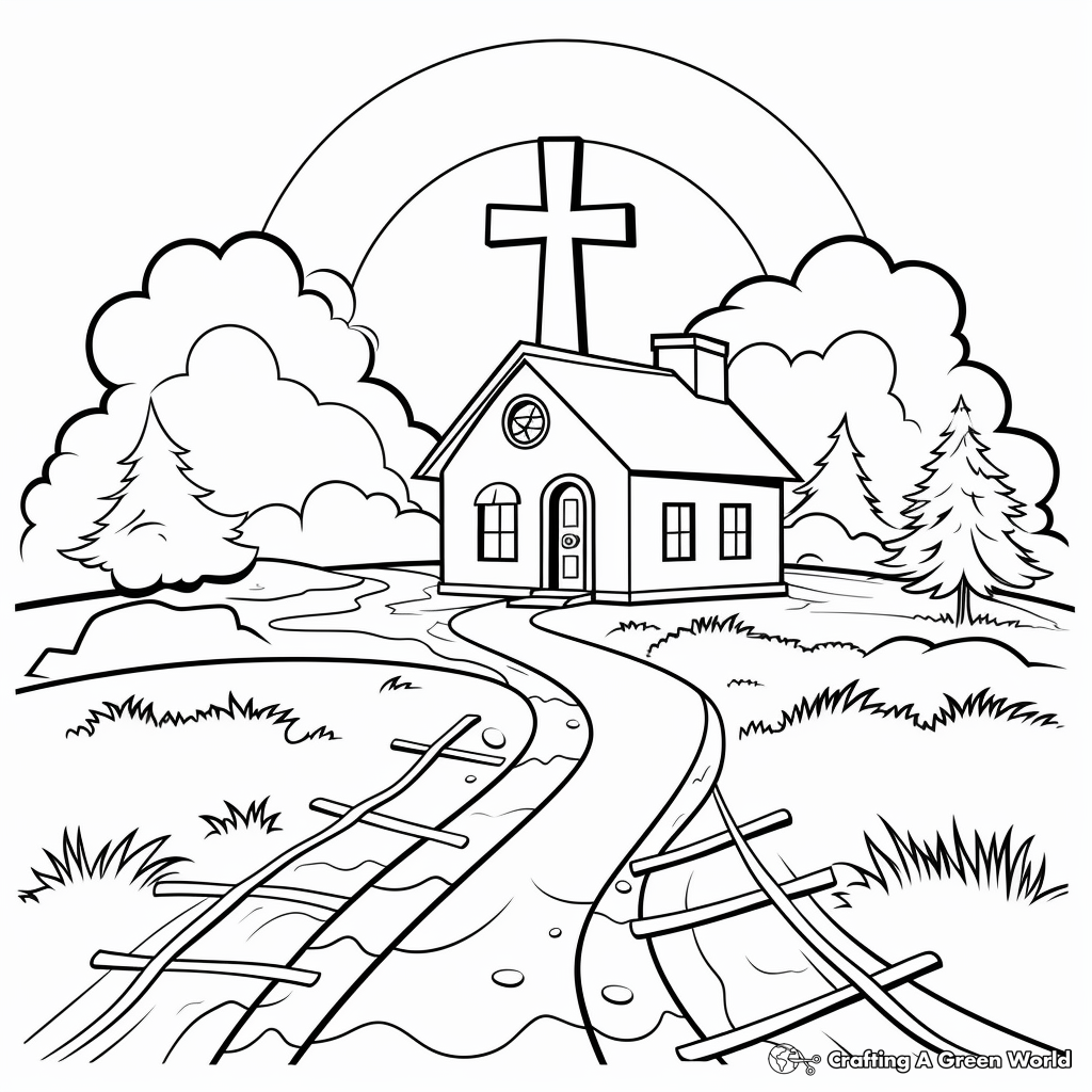 Outdoor Landscape Cross Coloring Sheets 2
