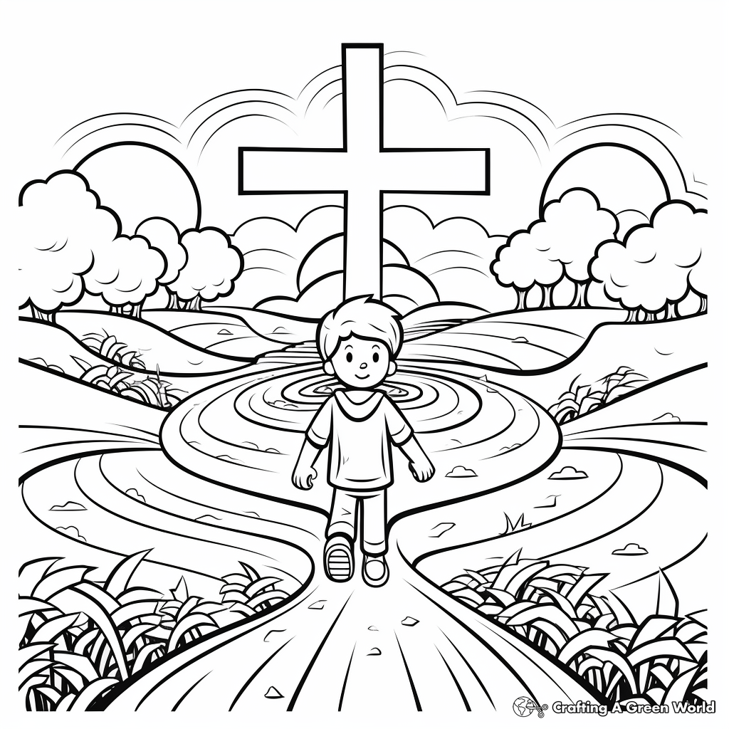 Outdoor Landscape Cross Coloring Sheets 3