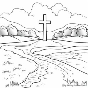 Outdoor Landscape Cross Coloring Sheets 4