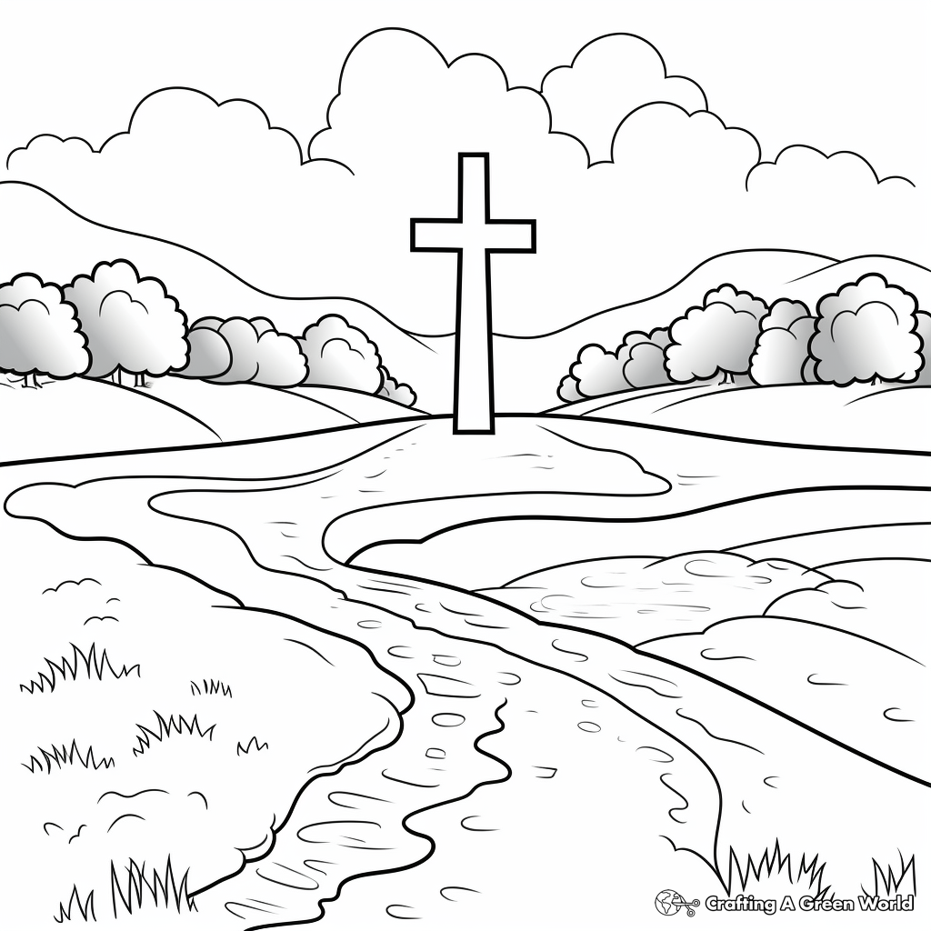 Outdoor Landscape Cross Coloring Sheets 4