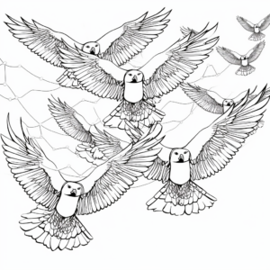 Outline of Eagles in Flight Formation Coloring Pages 1