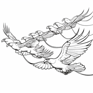 Outline of Eagles in Flight Formation Coloring Pages 2