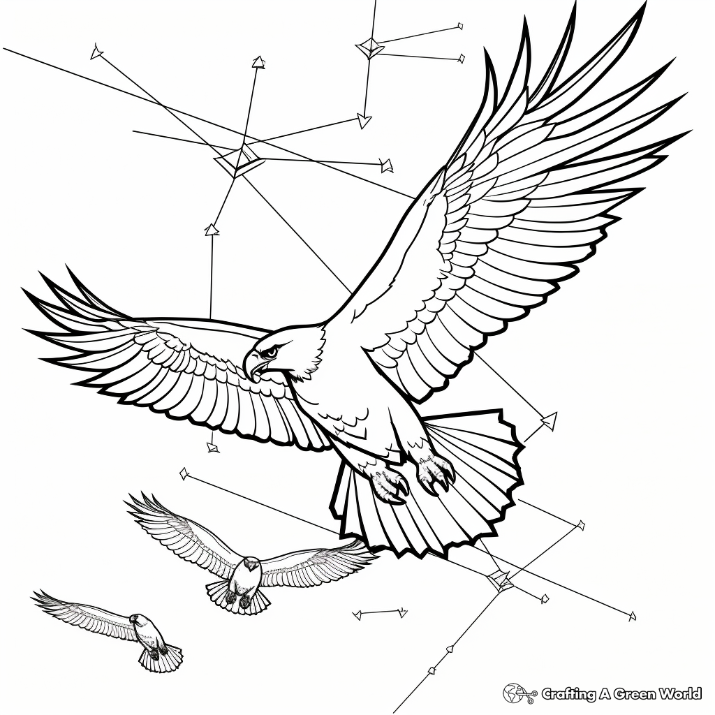 Outline of Eagles in Flight Formation Coloring Pages 3