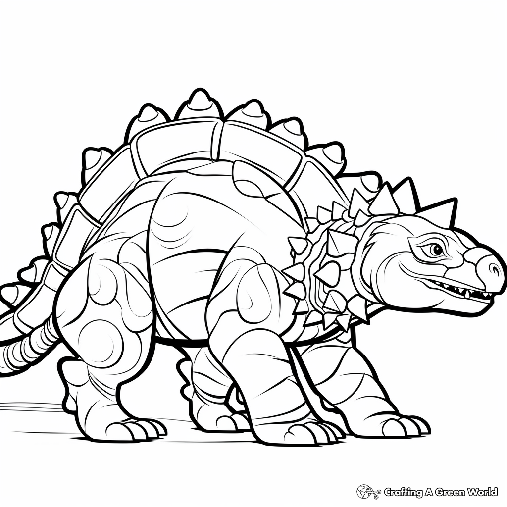Outlined Ankylosaurus Coloring Pages 1