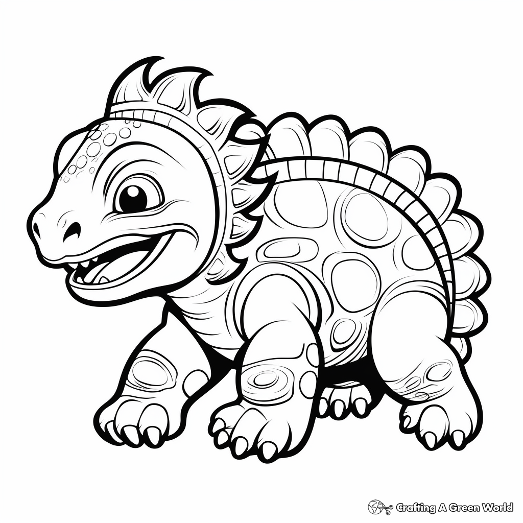 Outlined Ankylosaurus Coloring Pages 3