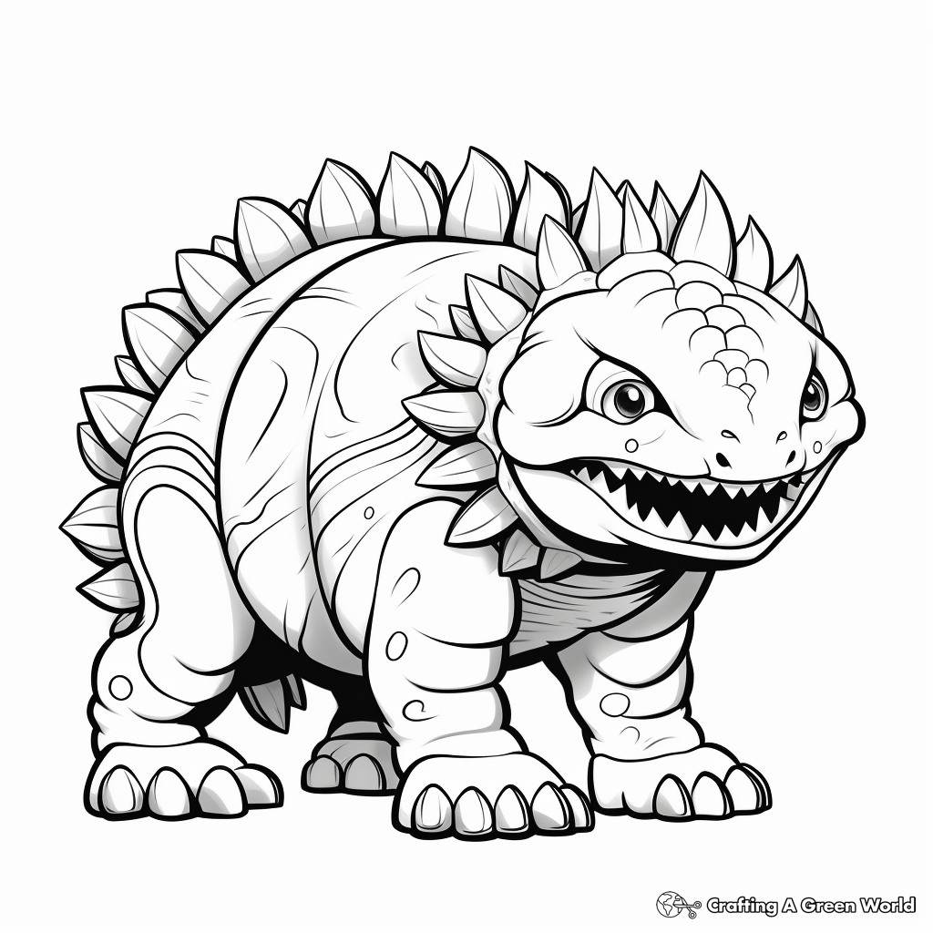Outlined Ankylosaurus Coloring Pages 4