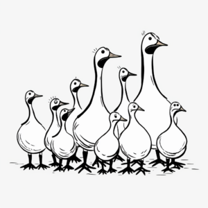 Outlines of Geese Flock Coloring Pages 2