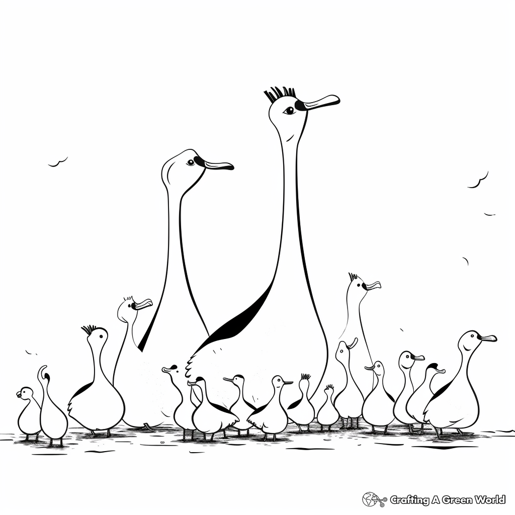 Outlines of Geese Flock Coloring Pages 3