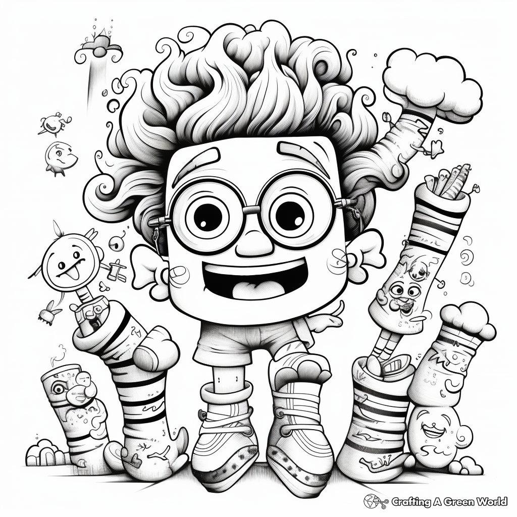 Outrageous Rainbow Socks Coloring Pages 2