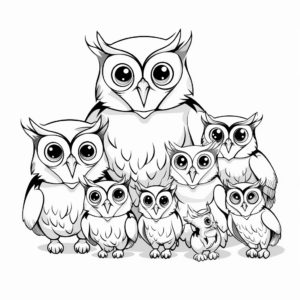 Owl Families in Various Habitats Coloring Pages 3