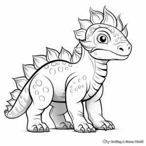 Pachycephalosaurus among Other Dinosaurs: Group Coloring Pages 1